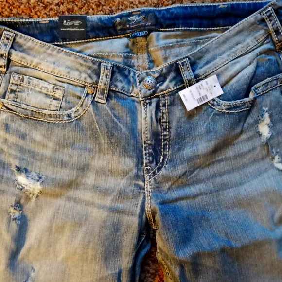 NEW Womens Plus Size Twisted Silver Jeans, Mid Rise, Boot Cut sz 18